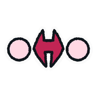 two light pink circles with a short dark pink arrow between them